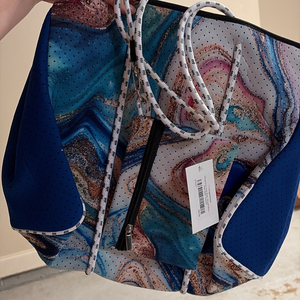 Blue & Marble Print Women's Tote Bag